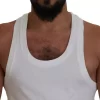 White Cotton Linen Sleeveless Tank T-shirt - Image 4