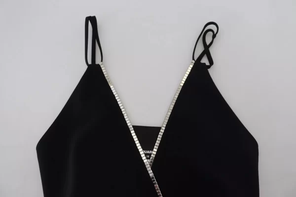 Black Embellished Sleeveless V-neck Jumpsuit Dress - Image 6