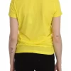 Yellow Round Neck Short Sleeve Shirt Top Blouse - Image 4