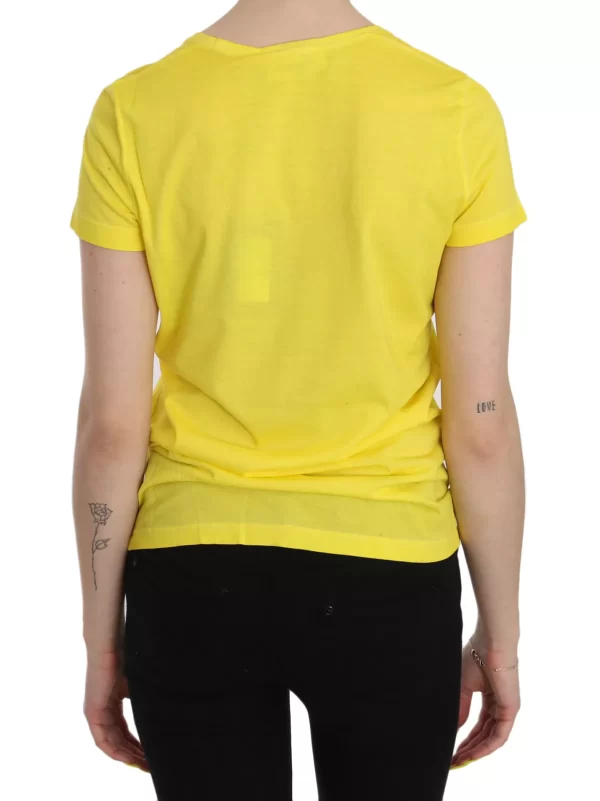 Yellow Round Neck Short Sleeve Shirt Top Blouse - Image 4