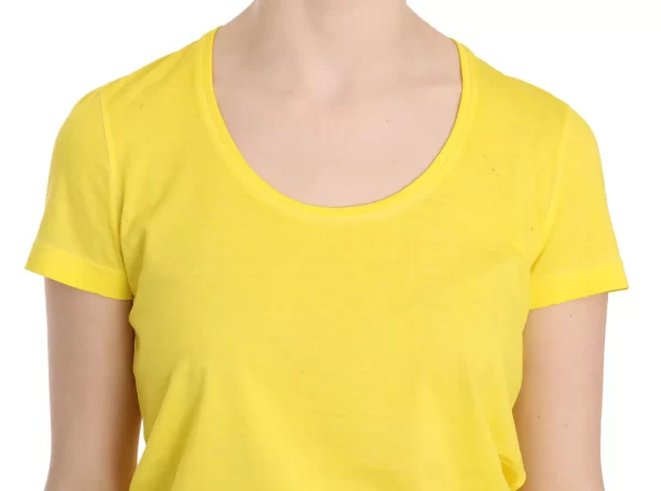 Yellow Round Neck Short Sleeve Shirt Top Blouse - Image 5