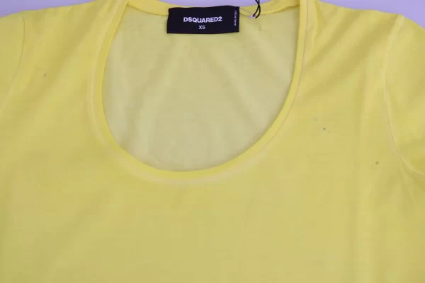 Yellow Round Neck Short Sleeve Shirt Top Blouse - Image 6
