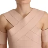 Beige Leather Open Shoulder Sheath Mini Dress - Image 5
