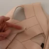 Beige Leather Open Shoulder Sheath Mini Dress - Image 7