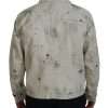 Off White Black Splash Print Casual Denim Jacket - Image 3