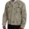 Off White Black Splash Print Casual Denim Jacket - Image 5