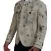 Off White Black Splash Print Casual Denim Jacket - Image 2