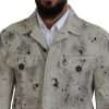 Off White Black Splash Print Casual Denim Jacket - Image 4