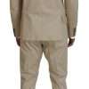 Beige Cotton Single Breasted 2 Piece CIPRO Suit - Image 3