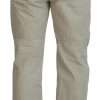 Beige Cotton Straight Fit Men Casual Pants - Image 3