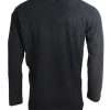 Black Cotton Linen Long Sleeves Pullover Sweater - Image 3