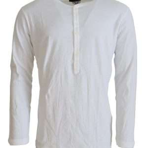 White Cotton Linen Long Sleeves Pullover Sweater