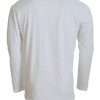 White Cotton Linen Long Sleeves Pullover Sweater - Image 3