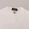 White Cotton Linen Long Sleeves Pullover Sweater - Image 4