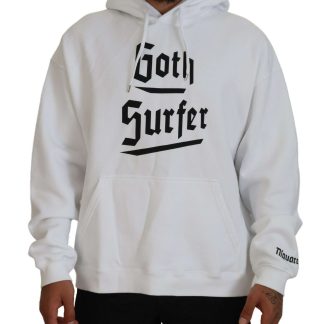 White Cotton Hooded Printed Men Pullover Sweater