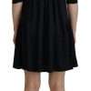 Black Acetate Short Sleeves A-line Sheath Dress - Image 4