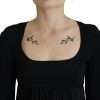 Black Acetate Short Sleeves A-line Sheath Dress - Image 5