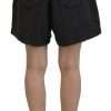 Black Cotton Mid Waist Tattered Tapered Shorts - Image 4