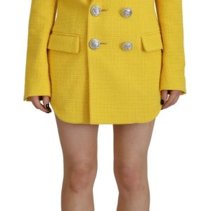 Yellow Peak Double Breasted Suit Blazer Short Set
