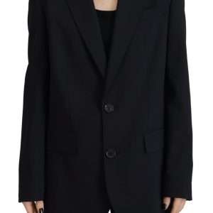 Black Flower Single Breasted Coat Blazer