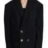 Black Double Breasted Coat Blazer Jacket - Image 2