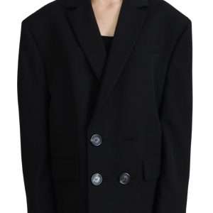 Black Double Breasted Coat Blazer Jacket