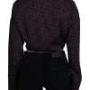 Black Polyester Cropped Logo Printed Blouse Top - Image 4