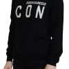 Black Virgin Wool Logo Print Long Sleeves Sweater - Image 3