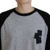 Black Gray Cotton Raglan Long Sleeves Casual Top - Image 5