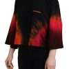 Black Cotton Tie Dye Crew Neck Casual Top - Image 3