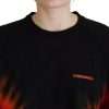 Black Cotton Tie Dye Crew Neck Casual Top - Image 5