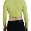 Yellow Green Cashmere Long Sleeves Cropped Sweater - Image 4