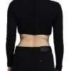 Black Cut Out Viscose Cropped Long Sleeves Top - Image 4