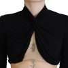 Black Cut Out Viscose Cropped Long Sleeves Top - Image 5