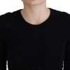 Black Viscose Cropped Round Neck Long Sleeves Top - Image 5