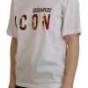 White Cotton Shiny Icon East Tee Crewneck T-shirt - Image 3