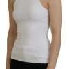White Viscose Sleeveless Round Neck Tank T-shirt - Image 3