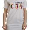White Cotton Icon Logo Print Crewneck T-shirt - Image 2