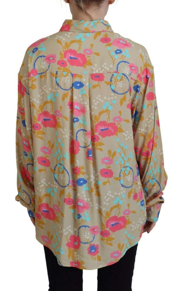 Beige Floral Collared Button Down Long Sleeves Shirt - Image 4