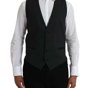 Black Cotton Waistcoat Dress Formal Vest