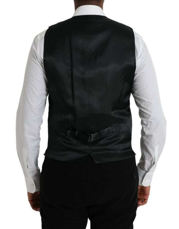 Black Cotton Waistcoat Dress Formal Vest - Image 3