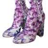 White Floral Jersey Stretch Boots Shoes - Image 3