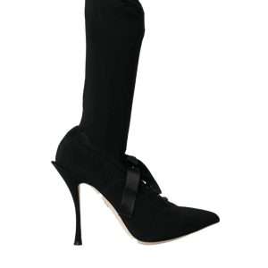 Black Stiletto Heels Mid Calf Boots Shoes