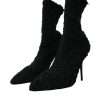 Black Stiletto Heels Mid Calf Boots Shoes - Image 3