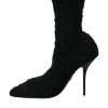 Black Stiletto Heels Mid Calf Boots Shoes - Image 5