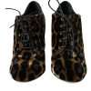 Brown Leopard Hair Lace Up Booties Shoes - Image 2