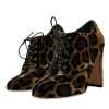 Brown Leopard Hair Lace Up Booties Shoes - Image 3