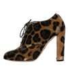 Brown Leopard Hair Lace Up Booties Shoes - Image 5