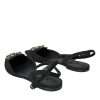 Black Leather Crystal Slingback Sandals Shoes - Image 4