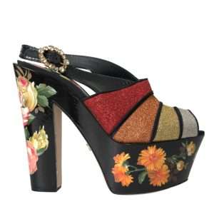 Multicolor Floral Crystal Platform Sandals Shoes
